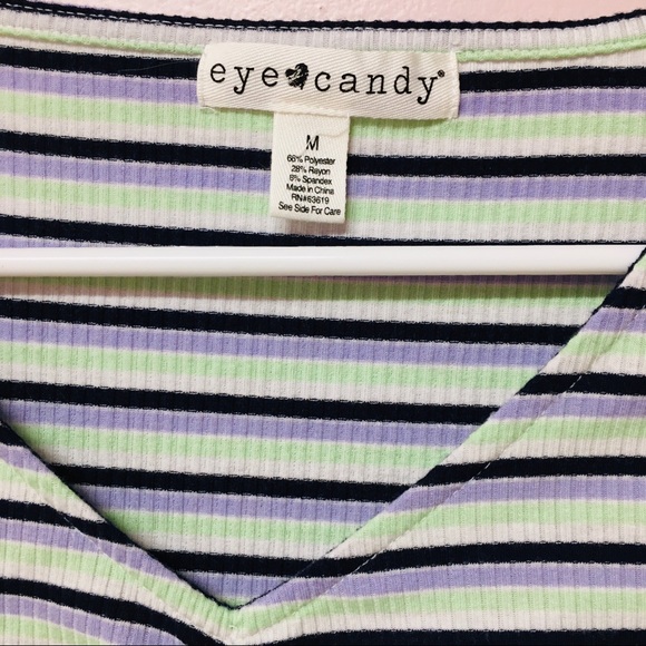 Eyecandy Colorful Ribbed Fitted Top - Picture 3 of 3